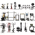 Home Gym Sports Equipment Collection Featuring Treadmills Dumbbells Barbells Exercise Bikes And Benches