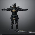 Fantasy Warrior Armor Design With Decorative Sword And Metallic Accents