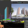 Multiple Modern High Rise Residential Buildings With Street Trees Cars And Ground Floor Commercial Areas