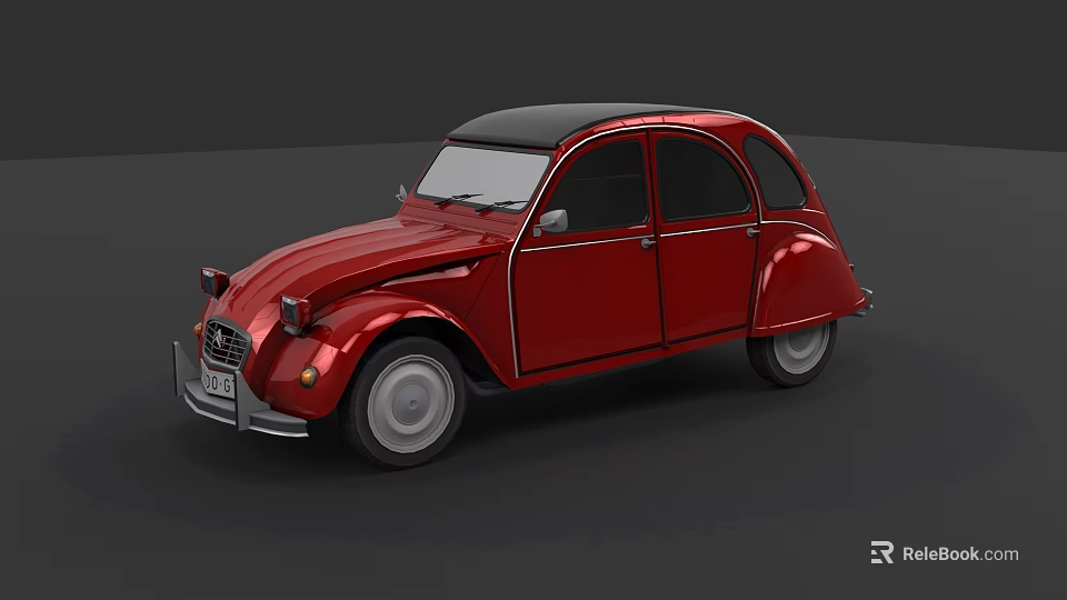 Red Classic Vintage Car Exterior Design With Retro Style And Smooth Curves 3d model 