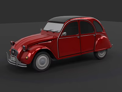 Red Classic Vintage Car Exterior Design With Retro Style And Smooth Curves 3d model