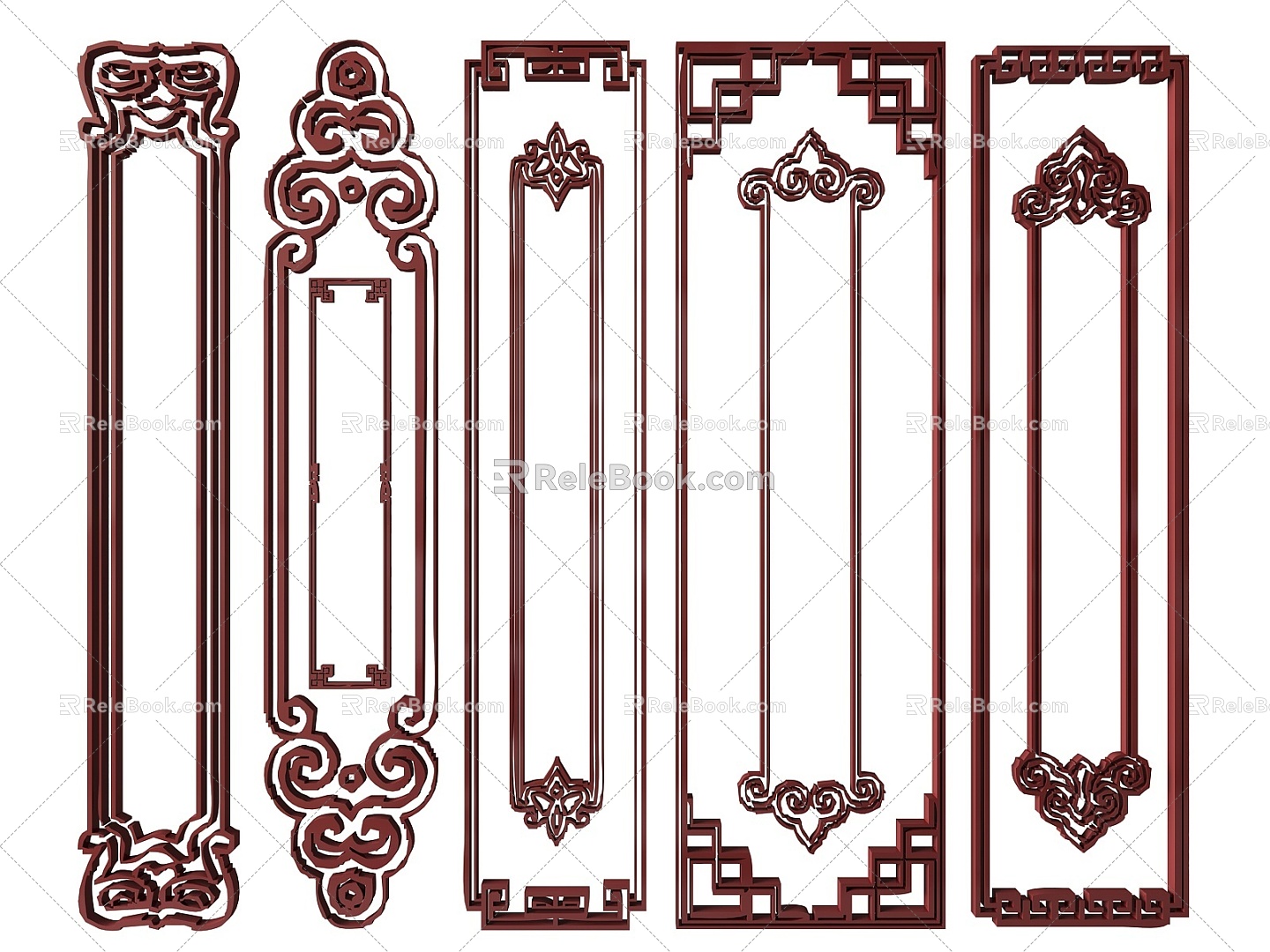 New Chinese Style Flower Lattice Window Carved Hollow Carved Window Corner Carved Gypsum Line Carved Window Pattern Carved 3d model