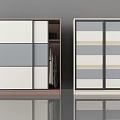 Modern Wardrobe With Sliding Doors And Panel Designs In Brown And White