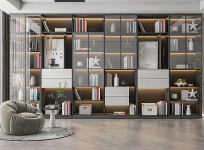 Modern Bookcase Decorative Cabinet 3d model