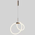 Modern Pendant Light Design With White Circular Rings And Gold Metal Connector
