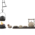 tea set tea table and chair 3d model
