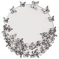 Round Mirror With Surrounding Golden Butterfly Decorations And Elegant Design