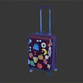 Red Suitcase With Colorful Mushroom Number Animal Stickers And Telescopic Handle Wheels