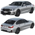 Silver BMW Sedan Modern Exterior Design Showcasing Front And Rear Views