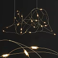 Modern Artistic Chandelier With Intertwined Wires And Illuminated Small Warm Lights