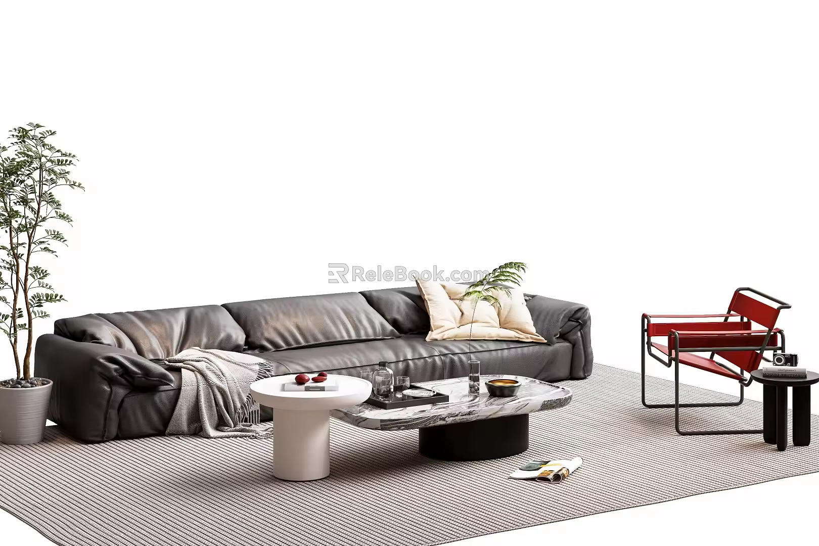 Modern sofa coffee table combination 3d model