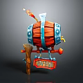 Wooden Barrel Decorative Prop With Metal Hoops Flame Open Sign And Wooden Stand