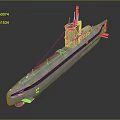 Military Submarine As Naval Weapon With Gray Hull And Command Tower 3d model