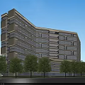 Modern Office Building Aerial View With Glass Facade Greenery And Roads