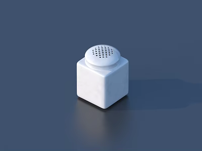 White Cube Shaped Household Container With Perforated Lid For Seasoning Storage 3d model