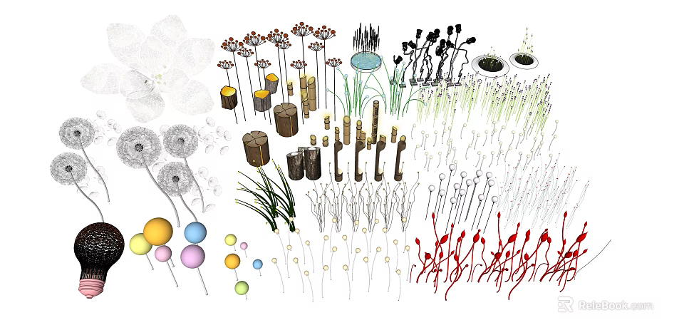 Modern Outdoor Lights With Various Decorative Designs For Garden And Patio Use 3d model 