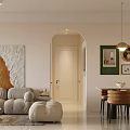 Modern Dining and Living Room Interior Design With TV Wall Dining Table and Decorative Lighting