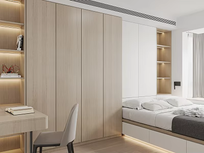 Modern Tatami Bedroom Log Tatami Bedroom 3d model