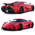 Red Sports Car Showcasing Sleek Aerodynamic Body Front Rear Design And Black Alloy Wheels