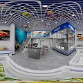 Fresh Seafood Mall Counter With Blue Signage And Glass Display Front