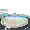 Playground With Circular Water Play Area Blue Canopies And Children Friendly Facilities