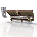 Industrial Equipment With Metal Pipes Wooden Structure And Roller Support Frame