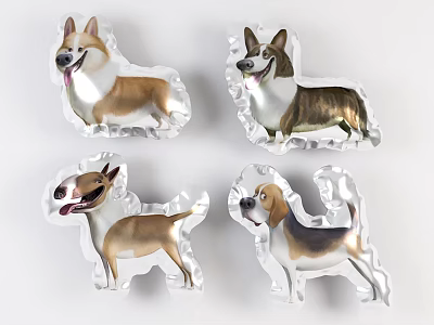 Adorable Inflatable Dog Figurines With Various Breed Designs And Realistic Colors 3d model