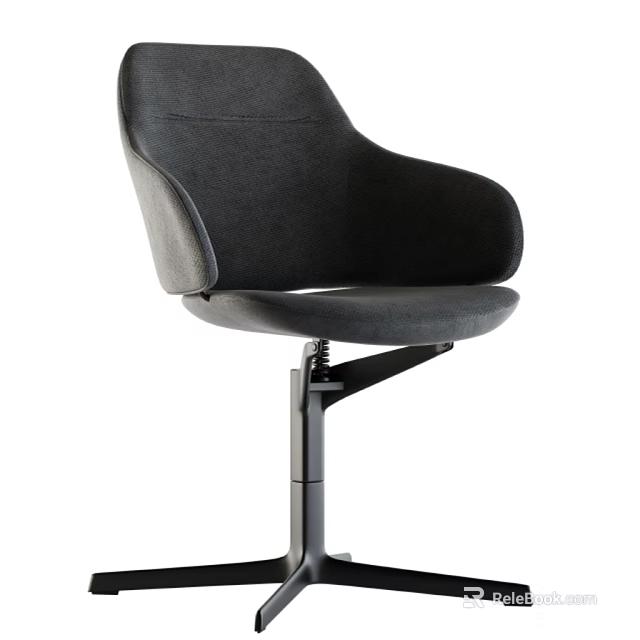 Modern Black Office Chair With Ergonomic Design Armrests And Adjustable Metal Base 3d model 