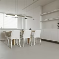 Modern Living Dining Room Interior With White Sofa Coffee Table And Curtains