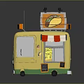 Daily Use Yellow Food Truck with Red and White Striped Awning and Orange Taco Sign