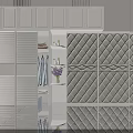 Modern White Wardrobe With Sliding Doors Diamond Pattern Panels And Hanging Shelves