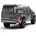 Black Armored Off Road Vehicle Featuring Rugged Design Roof Rack And Large Tires