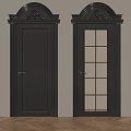 Black Solid And Glass Doors With Decorative Top Frames Interior Design 3d model