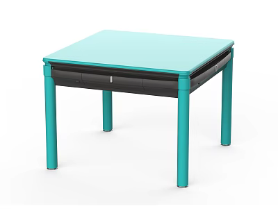 Teal Square Card Game Table With Sturdy Legs For Family Entertainment Recreation 3d model