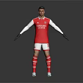Arsenal Football Player 3D Model Wearing Red Jersey White Shorts Black Gloves With Grey Background