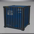 Blue Mini BOX Shipping Container With Identification Numbers And Rustic Details