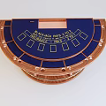 Casino Entertainment Table with Blue Roulette Surface and Wooden Frame Round Design Lower Shelf