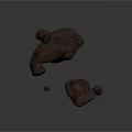 Red Speckled Stone Pieces In Various Sizes Floating On Gray Background 3d model