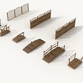 Various Wooden Bridge And Fence Models With Different Design Styles 3d model