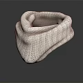 White Soft Folded Knit Scarf With Detailed Texture On Dark Background 3d model