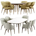 Sleek Dining Table Set With Wooden Legs White Tabletop And Upholstered Chairs 3d model