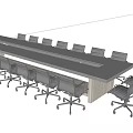 Long Modern Conference Table With Black Office Chairs In Professional Meeting Room