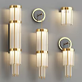 Modern Golden Wall Lamps With Transparent Striped Glass Shades For Interior Lighting Design