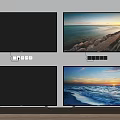 Multiple TV Screens On And Off Displaying Seaside View And Beach Sunrise