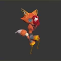 3D Cartoon Fox Character With Orange Fur Red Boxing Gloves Colorful Shorts Standing Pose