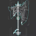 Flaming Battle Axe With Spiked Blades And Ornate Handle Design