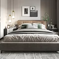 Modern background double bed 3d model
