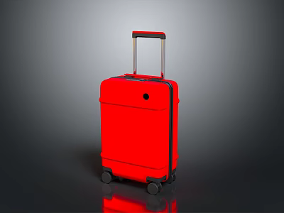 Stylish Red Suitcase Design With Telescopic Handle And Rolling Wheels For Daily Travel 3d model