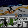 STCA Gala Night Event Scene Featuring Stage Screen Tables And Chairs 3d model