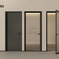 Modern Interior Hinged Doors With Solid Panel Glass Insert And Open Design 3d model